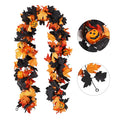Halloween Garland Decorations Black Fall Leaves Vine with 3D Pumpkin Thanksgiving Harvest Festival Home Fireplace Mantle Decor