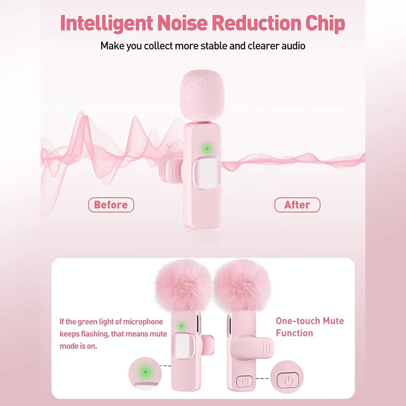 Wireless Lavalier Microphone for iPhone 17/16/15/Android with Noise Reduction USB C Mini Microphone for Vlog YouTube Recording,