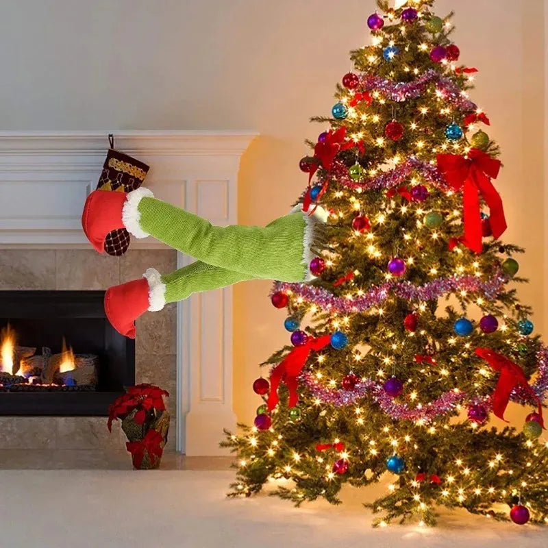 Christmas Tree Decoration Plush Door Decoration Santa Elf Legs Decoration Home Hanging Ornaments Children Gift Surprise Supplies