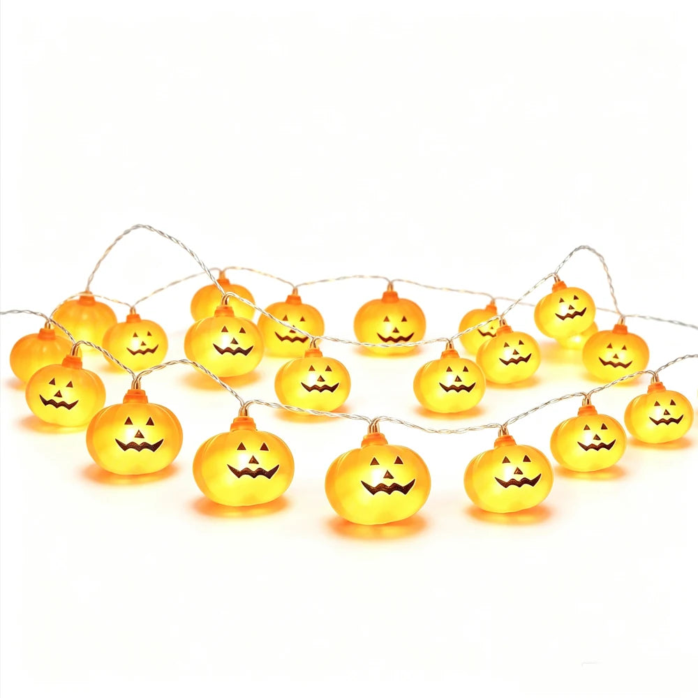 Halloween Decor Pumpkin String Lights Horror Atmosphere Decor For Home Holiday Halloween Trick Or Treat Party DIY Decor Lighting