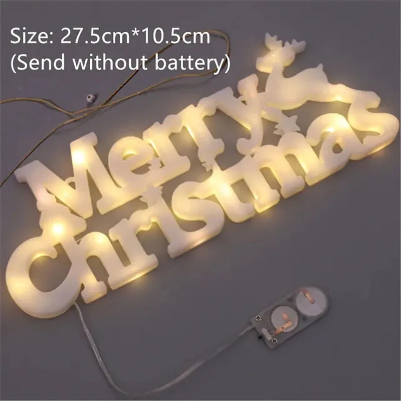 Christmas Decoration 2026 New Year Xmas Merry Christmas LED Letter Tag Light String Fairy Garland Home Decoration Christmas Noel