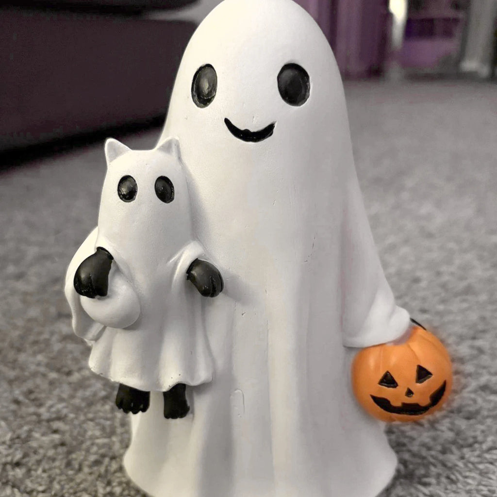 Halloween Ghost Pet Ornament Resin Decor for Home Party Holiday Spooky Figurine Funny Dashboard Decor Car Interior Accessories