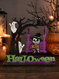 Halloween Wooden Table Decor, Ghost Skeleton Swing Ornament, Pumpkin Bat Spooky Party Home Decoration