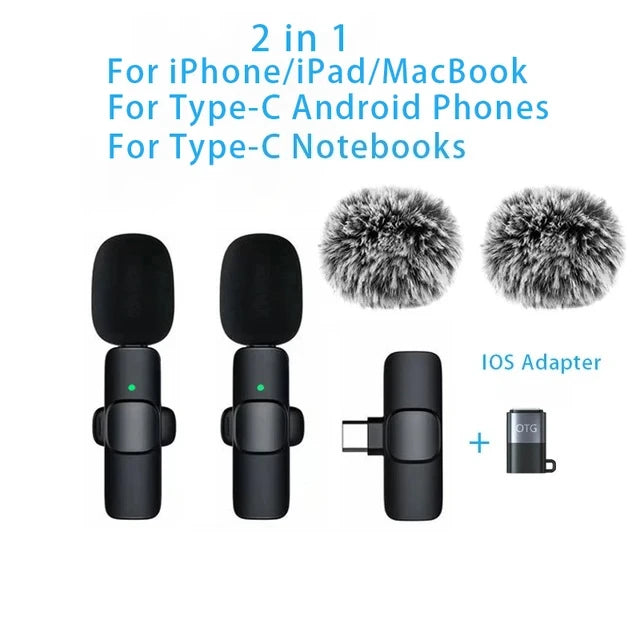 Wireless Lavalier Microphone for iPhone 17/16/15/Android with Noise Reduction USB C Mini Microphone for Vlog YouTube Recording,