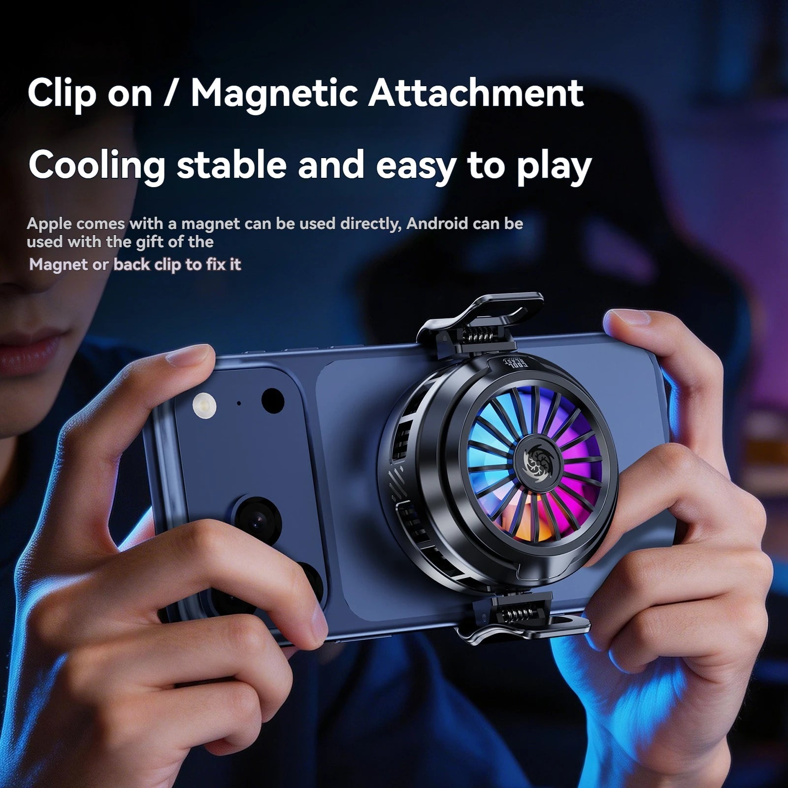 Mobile Portable Magnetic Semiconductor Phone Cooler with RGB Lights Powerful Cooling Fan for Gaming New