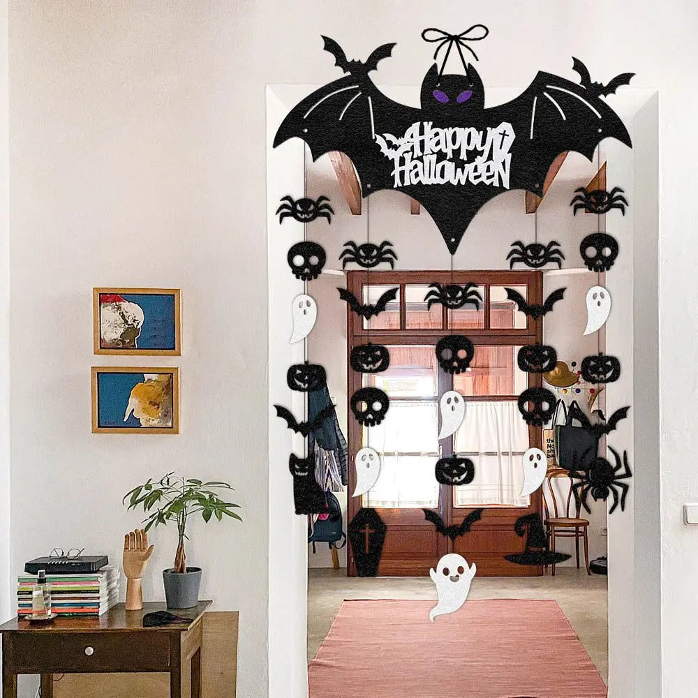 Halloween Hanging Sign Party Decoration Spooky Bat Door Hanger Ornaments Ghost Festival House Decoration