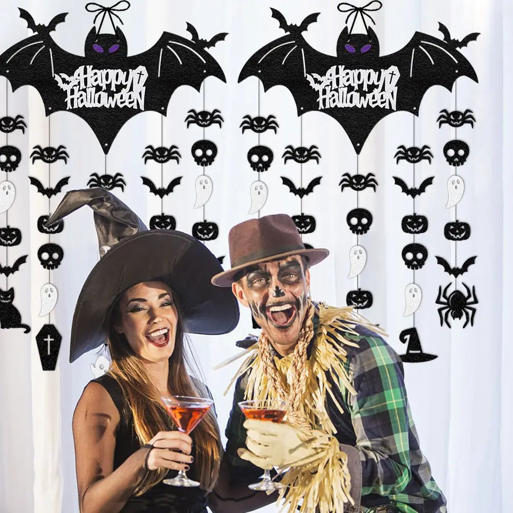 Halloween Hanging Sign Party Decoration Spooky Bat Door Hanger Ornaments Ghost Festival House Decoration