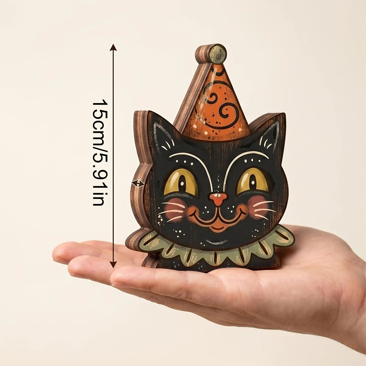Halloween Decor Indoor,Retro Wooden Block for Shelf Decoration,Cute Ghost,Pumpkin,Black Cat,Skeleton,Witch Owl,Housewarming Gift
