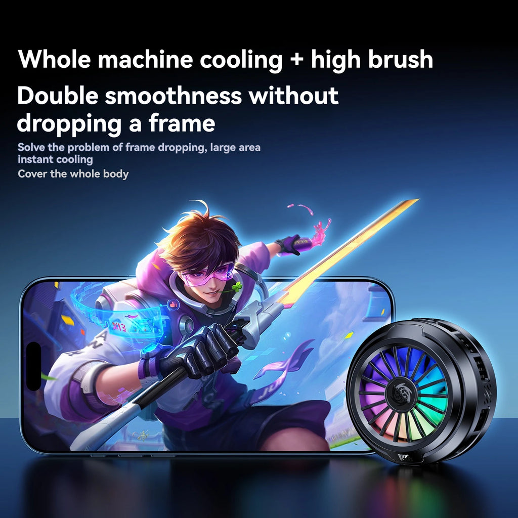 Mobile Portable Magnetic Semiconductor Phone Cooler with RGB Lights Powerful Cooling Fan for Gaming New