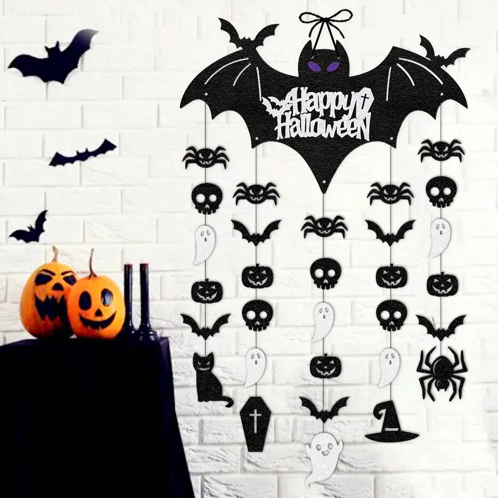 Halloween Hanging Sign Party Decoration Spooky Bat Door Hanger Ornaments Ghost Festival House Decoration
