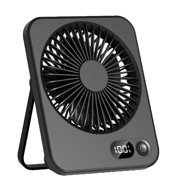 Portable Desk Fan USB Rechargeable Fan 180° Tilt Folding Personal Fan With Power Display 5 Speeds Ultra Quiet Table