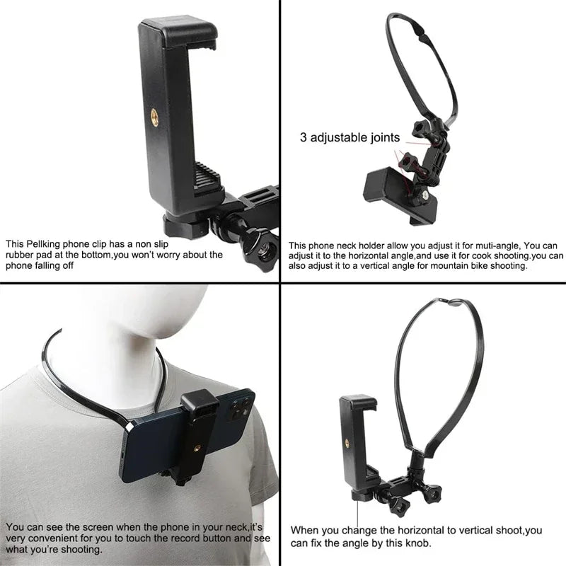POV Vlog Mobile Phone Selfie Neck Lanyard Strap Hands Free Wearable Lazy Phone Charm Universal Hanging Holder for IPhone Dock