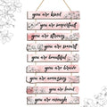 1Set Inspirational Floral Wall Decor You Are Amazing Beautiful Love Quotes Wooden Art Wall Sign Positive Home Decors for Bedroom