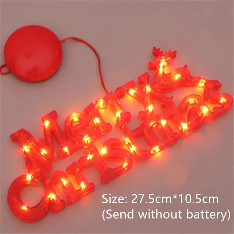 Christmas Decoration 2026 New Year Xmas Merry Christmas LED Letter Tag Light String Fairy Garland Home Decoration Christmas Noel