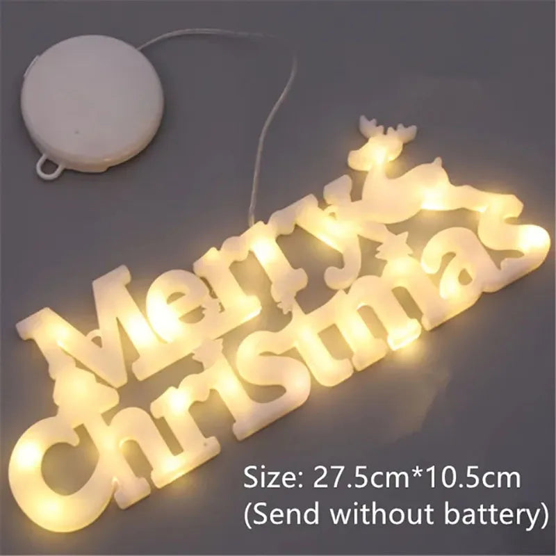 Christmas Decoration 2026 New Year Xmas Merry Christmas LED Letter Tag Light String Fairy Garland Home Decoration Christmas Noel