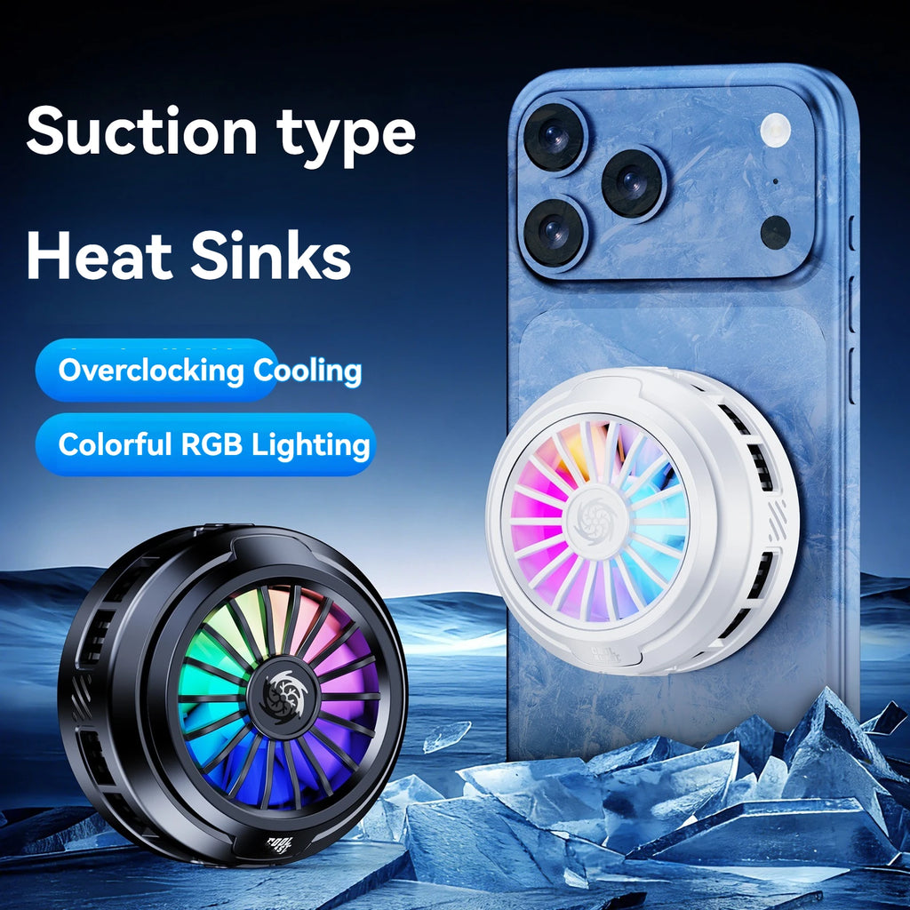 Mobile Portable Magnetic Semiconductor Phone Cooler with RGB Lights Powerful Cooling Fan for Gaming New