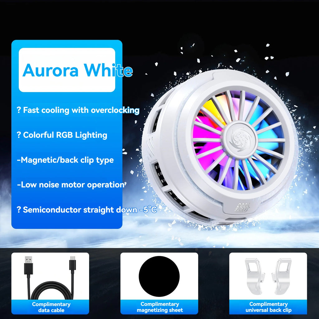 Mobile Portable Magnetic Semiconductor Phone Cooler with RGB Lights Powerful Cooling Fan for Gaming New